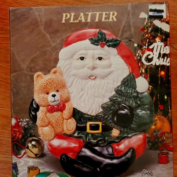 Santa Claus Christmas Platter Ceramic Hand Decorated - Picture 1 of 8